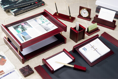 Wooden Office Desk Accessories & Decor Set