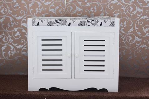 Louvered Wood Cabinet with doors (D204) Black